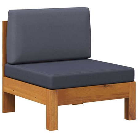 vidaXL Mittensits med mörkgråa dynor massivt akaciaträ