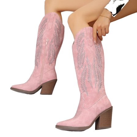 Damskor Cowboy Boots Mid Calf Broderade Cowgirl Boots