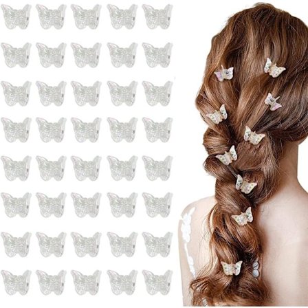 40 stk. Butterfly Hårklemmer, Skridsikre Mini Hårklemmer, Klar Hvid Butterfly Hårnåle Hårtilbehør