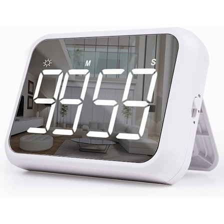 Kök timer (vit), 4" digital klassrumstimer för barn, stor magnetisk LED nedräkningstimer med kontinuerlig ljusfunktion för klassrum, qu
