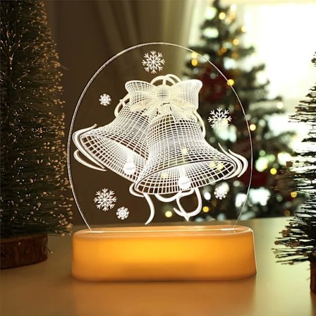 Julelys Klokker Julepynt 3D Lampe Varmt Hvid