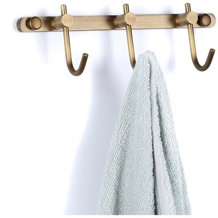 /EA/Krog i antik messing, 3 kroge, stærkt greb