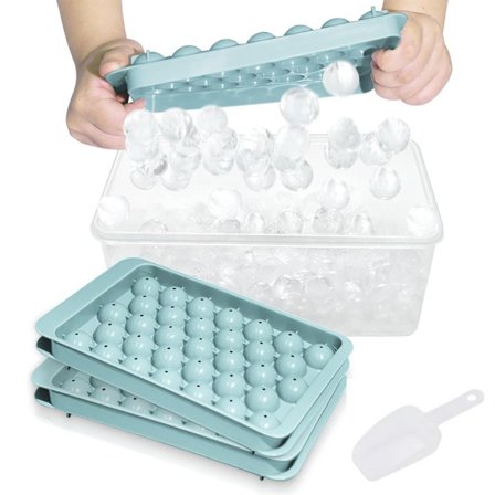 Isbitbrett med lokk og stativ, 2,5 cm x 99 runde isbiter, BPA-fritt isbitbrett med lokk for is, cocktailer, kaffe og te