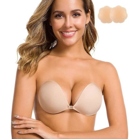 Självhäftande BH Axelbandslös Sticky Invisible Push-up Återanvändbar