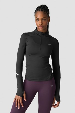 Everyday Long Sleeve 1/4 Stripe Zipper Black