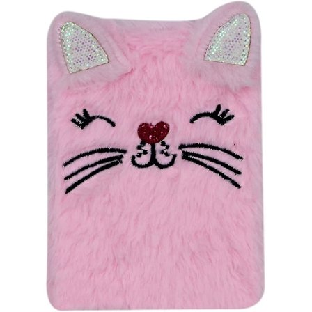 Härlig Djur Anteckningsbok Barn Plysch Dagbok För Flickor Kvinnor Tonåringar Söt Katt Luddig Journal Skrivblock A6 Linjerad 160 Sidor