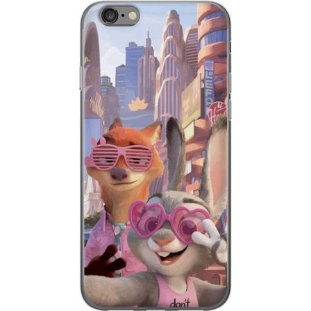 Kompatibelt Mobildeksel til Apple Apple iPhone 6s Animerede dyr i et solfylt bymiljø med rosa solbriller og en positiv melding i en fargerik feel-goo