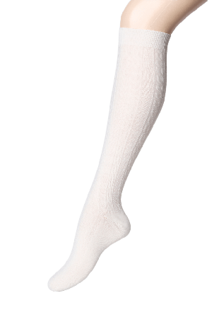 Å WOMAN Kabelstickade knästrumpor i merinoullmix Vit 36/38