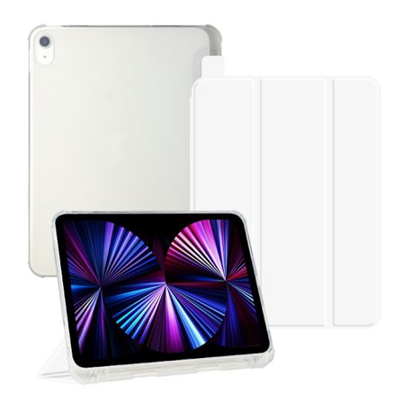 Kotelo iPad 10 10.9"/2022/11 A16 2025 -mallille, valkoinen takakansi, magneettinen nahkainen kolmiosainen pehmeä