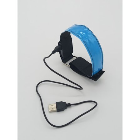 2PCS Blå Uppladdningsbar LED Ljus Armband, Reflekterande LED Löpning