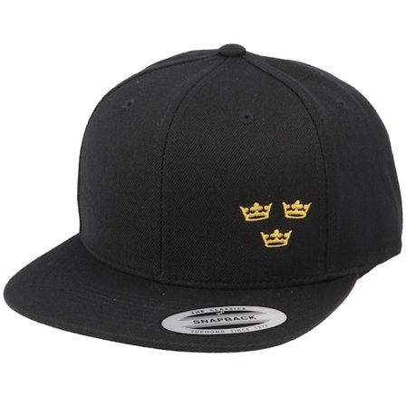 Iconic - Tre Kronor Side Panel Black Snapback Snapback Black Cap - @ Hatstore