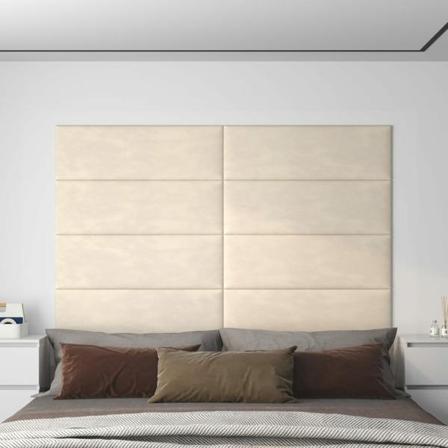 Vidaxl Väggpaneler 12 St Gräddvit 90x30 Cm Sammet 3,24 M² Kräm