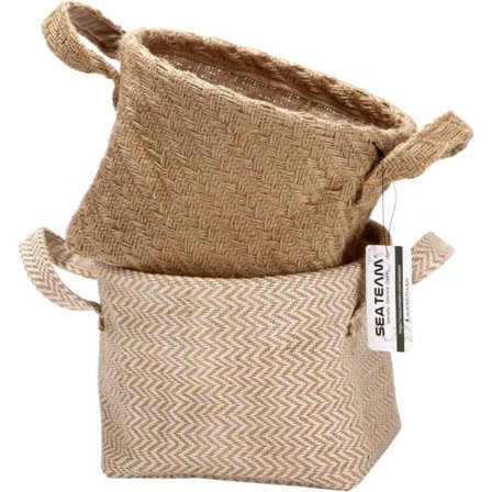 IC Vevd jute blomsterpotte Stoff Oppbevaring Oppbevaringskurv Skrivebord Oppbevaringskurv