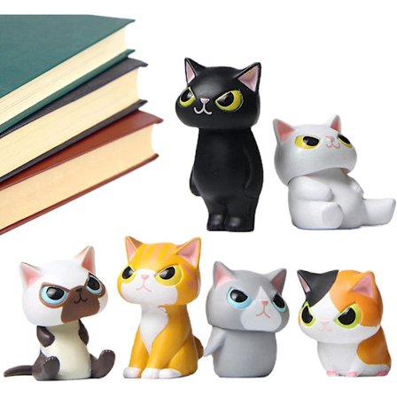 Katt Late Som Lekefigurer, Tegneserie Katt Figurer Sett Med 6 Late Dyr - Katter Late Rollespill Leke, Mini Figur Samling
