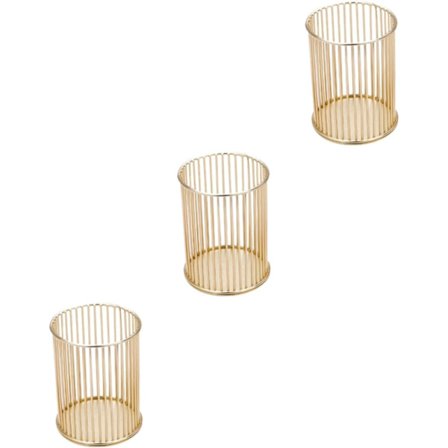 3 stk. Makeupbørsteholder Penneholder Holder Børsteholder Kop Skrivebordsholder Makeupbørstestativ Guld Penneholder