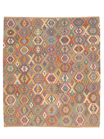 Håndvevd Kelim Afghan Old Style Teppe 264X297 Brun/Mørk Grå