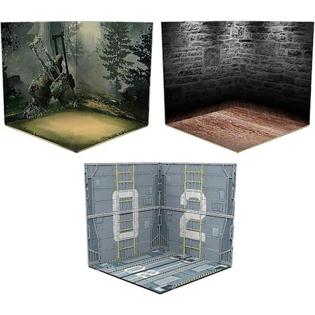 3X 1/12 Skala Baggrundslayout Opbevaring Baggrund til Actionfigurer Diecast