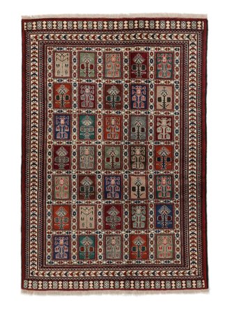 Noué À La Main Turkaman Tapis 134X195 Persan De Laine Noir/Marron Petit