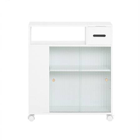 SoBuy Toiletpapirholder med skab med 2 døre i hvid 60x20x71cm, funktionel BZR117-W