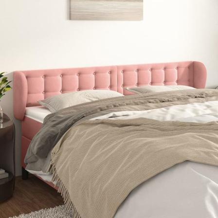 Vidaxl Huvudgavel Med Kanter Rosa 163x23x78/88 Cm Sammet Rosa