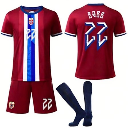 Norges landslag fotballdrakt for barn, nr. 22 Bobb størrelse 22, ungdoms fotballtrøye
