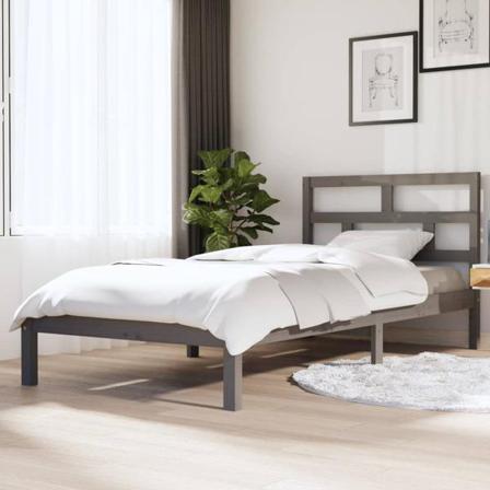 Vidaxl Sängram Grå Massiv Furu 100x200 Cm Grå