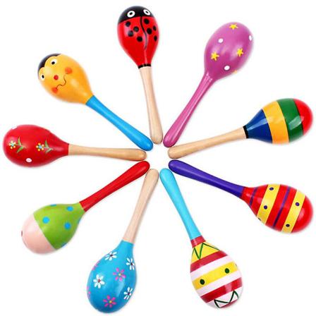 Puinen Maraca-ravistimet Vauvat Lapset Koulutus Musiikki-instrumentti A0S0 Shaker Db(Satunnainen v ri)