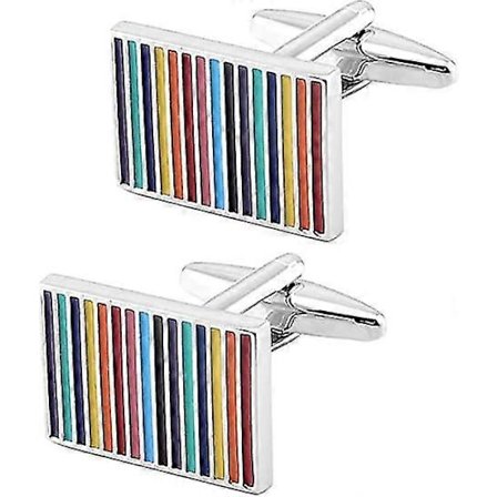 Manchetknapper med regnbuestriber til mænd, rektangulære, par, manchetknapper til mænd til forretning, bryllup, hverdagsskjorter