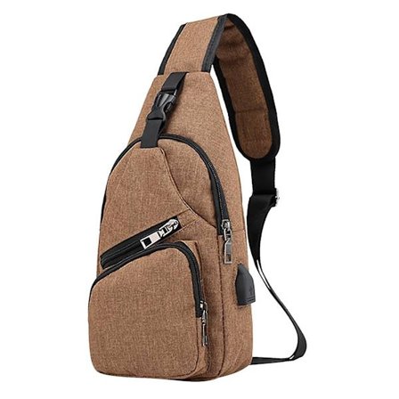 Sling Ryggsekk med USB-Ladingspورت, Menn Kvinner Bryst Skulderveske Sykling Vandring Sykling