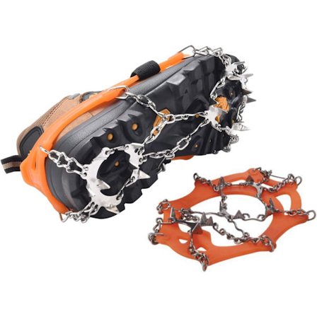 Stegjern Opgraderet 19 Stålpigge Rustfrit Stål Anti-Slip Isklampere Snegreb Traction Safe Protect til Kvinder Mænd Vandring Klatring Vandring (Sko/