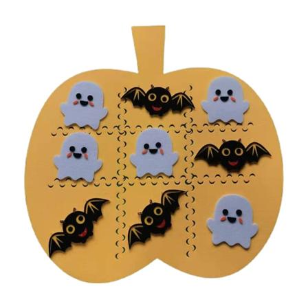 Hallowen Tic-Tac-Toe filtpuslespill Brettspill for barn Cartoom Ghost Bat Gresskarmatte Sjakkpute Foreldre-barn Interaksjonsleker Hjemdekorasjon