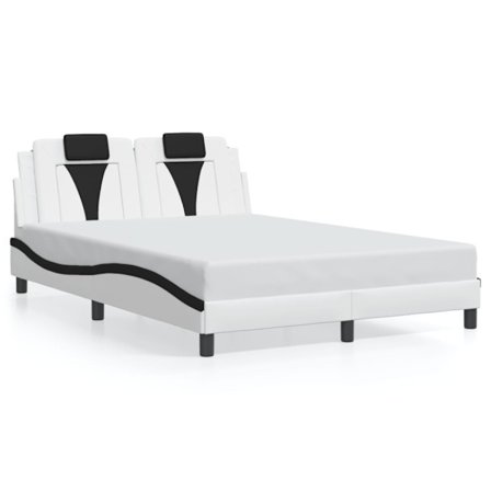 Bed Frame "Viana" with LED without Mattress White and Black 140x190 cm