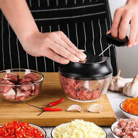 Vihannesleikkuri narulla - Dicer vetomekanismilla 500 ml Musta