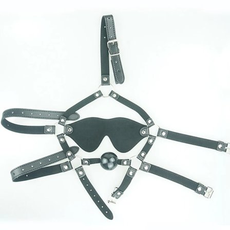 Silikone Kugle Knebel og Blindfold, BDSM Hovedsele Maske Bondage Udstyr, Læder Ansigt Mundkurv, Sexlegetøj til Par