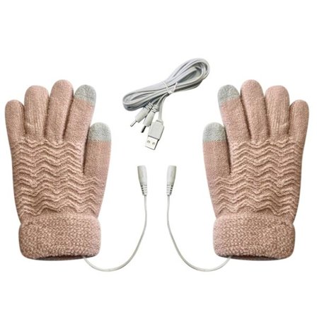 USB uppvärmda handskar Eluppvärmda vantar Dam Vinter Varm dubbelsidig uppvärmning Hela händer USB -uppladdningsbara handskar