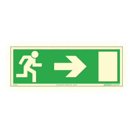 SYSTEMTEXT Skylt Nödutgång höger Supernova AFS 297x105mm - Lyreco - Skyddsutrustning - Säkerhetsmärkning och skyltar - Skyltar