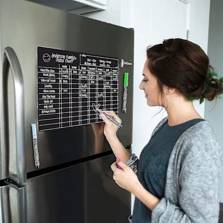 Magnetisk svart tavla för sysslor, kompatibel med flera barn och vuxna: Kylskåp 17x12" - Dagliga belöningar för ansvar