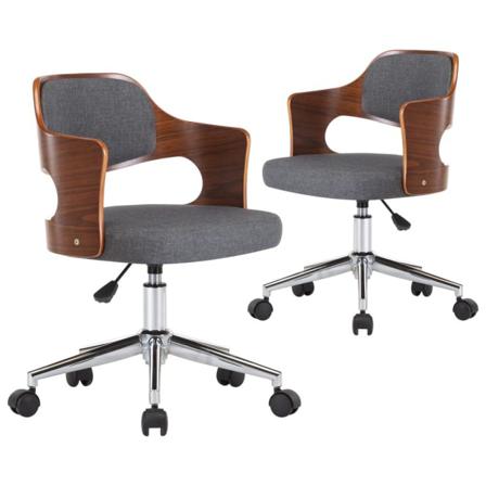 Vidaxl Snurrbara Matstolar 2 St Grå Böjträ Och Tyg Grå