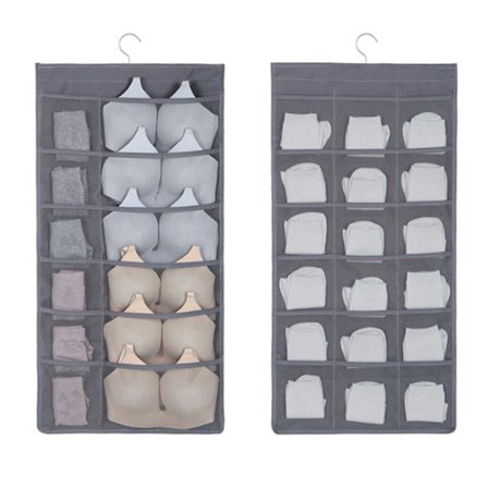 Undertøjsopbevaring med 30 rum - Hæng på dør eller i garderobe grå