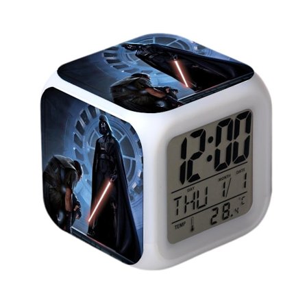 Tähtien sota Heräävä Voima LED-herätyskello Neliökello Digitaalinen herätyskello ajalla, lämpötilalla, hälytyksellä, päivämäärällä