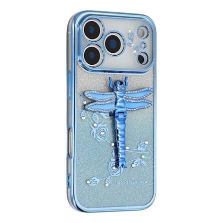 SKALO iPhone 17 Pro KADEM Dragonfly Glitter Skal - Blå