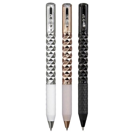 Geometrisk Metall Crinkle Pen Fidget, Stressreducerande Metall Formskiftande Switchpenna, 0,5 mm Infällbar Gelpenna, Flerfärgad
