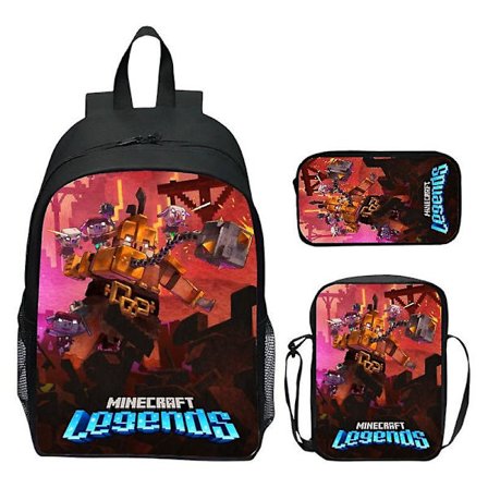 Minecraft Ryggsäck Tecknade Spel 3st Skolryggsäckar För Flickor Pojkar Set Primär Barn Elever Börda Lättnad Mochilas