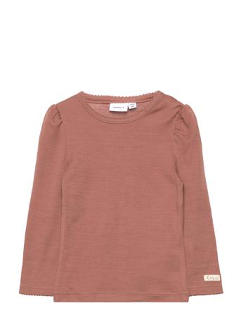 Nmfwyla Wool/Vis Ls Top Xxii Langærmet T-shirt Brun Name It