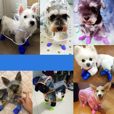 Vandafvisende Hunde-sko Anti-slip 4 stk Regnstøvler Rose-Rød ida Rose-Red L