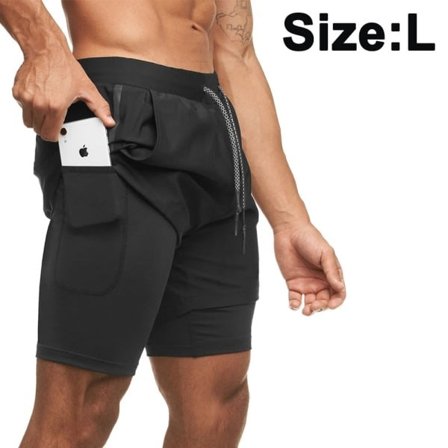 1 stk 2-i-1 treningsløpeshorts for menn Lett treningsstudio yoga zdq