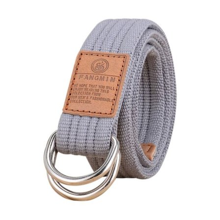 Nylon flettet bælte Dobbelt ring linning LYSGRÅ