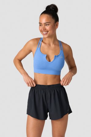 ICANIWILL - Ribbed Define Seamless Strappy Bra Pacific Blue - Dame - ICIW
