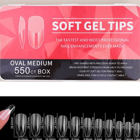 #550 stk. falske negle sæt, ultra-tynde matte falske negle med opbevaringsboks#