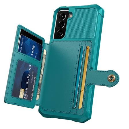 Tyylikäs kansi korttilokerolla - Samsung Galaxy S22 Plus Grön